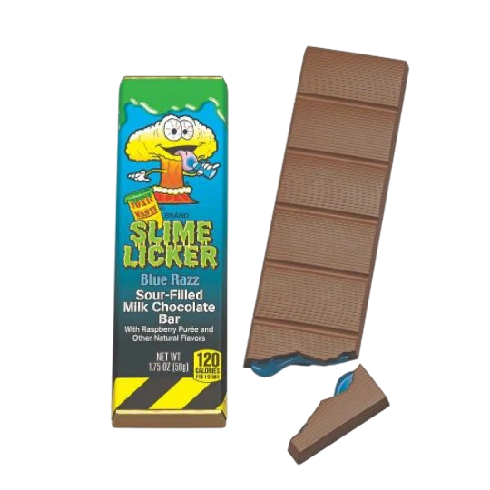 Toxic Waste Slime Licker Blue Razz Sour-Filled Milk Chocolate Bar, 50g